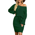 Women's Elegant Long Lantern Sleeve Dress