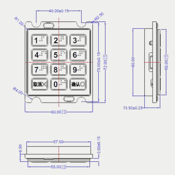 Mini Encrypting Metal Pin Pad สำหรับแท็บเล็ต POS