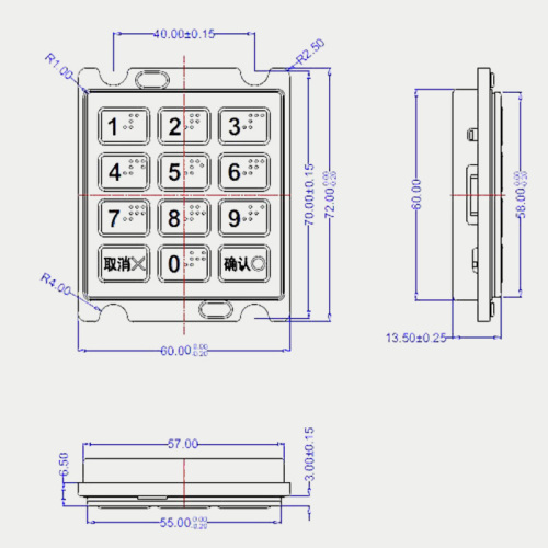 Mini šifriranje metalnih pin jastuka za tablet POS