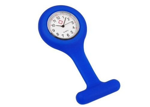 Mod Blue Case Pocket Fob Style Pin Watch For Nurses Doctors, Gel Cover Can Be Removed