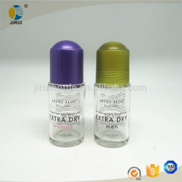 glass roll on bottle 50ml with roller ball and plastic cap