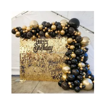 Modern Hot Sale Gold Shimmer Sequin Customized 3D Wall Panel Backdrop