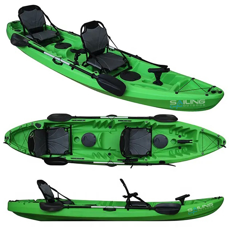 OEM&ODM 3-Person Sit-On-Top Plastic Canoe Kayak for Family Fishing