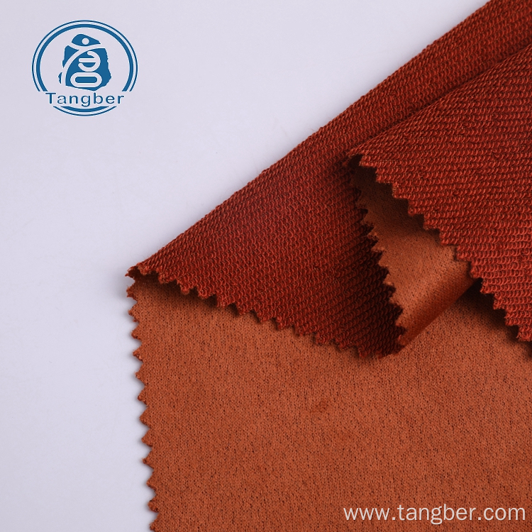 100% Polyester Knitted French Terry Faux Suede Fabric