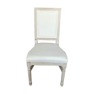 Mrs. Woods Nordic Style Chaise Dine Chair with White Oak Frame and Wooden Legs in Soft Linen Fabric for the Dining Room