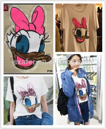 cartoon Donald Duck fashion sequin embroidery design patch