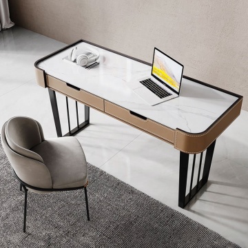 Marble Top Executive CEO Desk with Metal Frame for Modern Offices