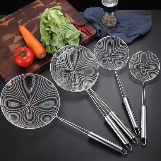 Y805 Hot Selling Cooking Utensils: A Comprehensive Set Including Oil-Frying Filter, Skimmer, Wire Pasta Strainer, and Hot Pot Noodle Strainer - Stainless Steel Kitchen Accessories