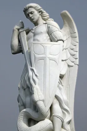 outdoor garden decoration stone carving marble saint michael statue
