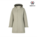 Parka impermeável elegante de comprimento médio com zíper oculto