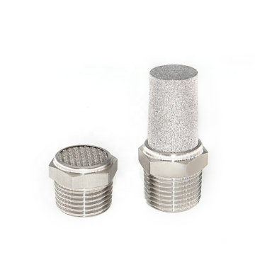 Stainless Steel Pneumatic Silencer with Adjustable Pagoda-Throttling Copper Connector - SS304 Flat Head