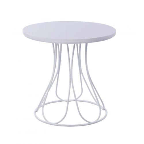 white MDF top coffee table with wire base