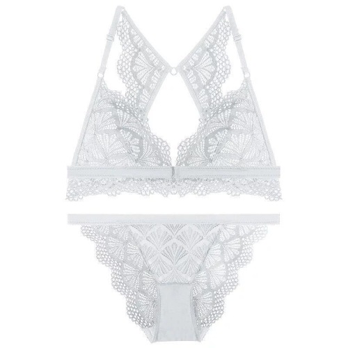 Op voorraad voorste clip draadloze bralette bikiniset met kant