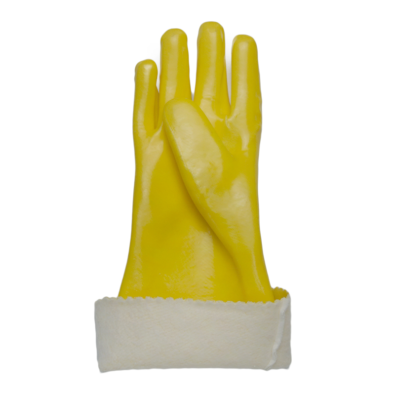 Yellow PVC coated gloves jersey liner 35cm