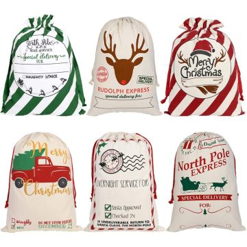 Christmas Santa Sack Drawstring Large Gift Bags