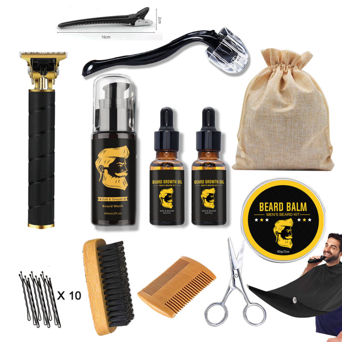 14 piezas Set mejor kit de crecimiento de barba 2022