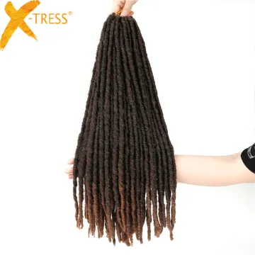 X-TRESS Wholesale Synthetic Braiding Hair Extensions Dreadlocks Ombre Brown Color Soft Straight Faux Locs Crochet Braids Hair