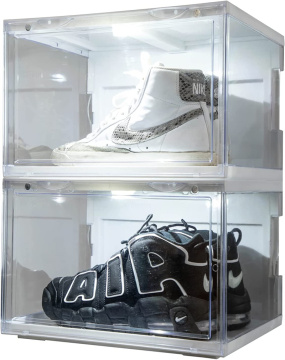Magnetic Side Open Stackable Clear Acrylic Shoe Storage Box for Sneakers
