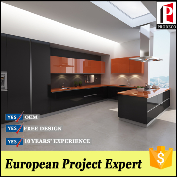 high gross lacquer L -shape kitchen cabinet with double color