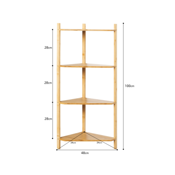 4‑Tier Natural Moso Bamboo Tall Corner Shelf