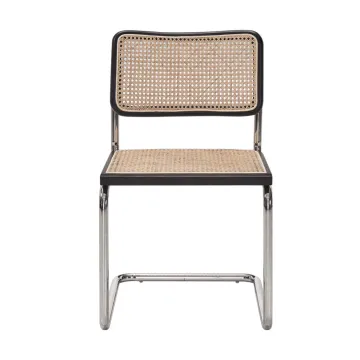 Cane chair space saving stainless steel dining chair
