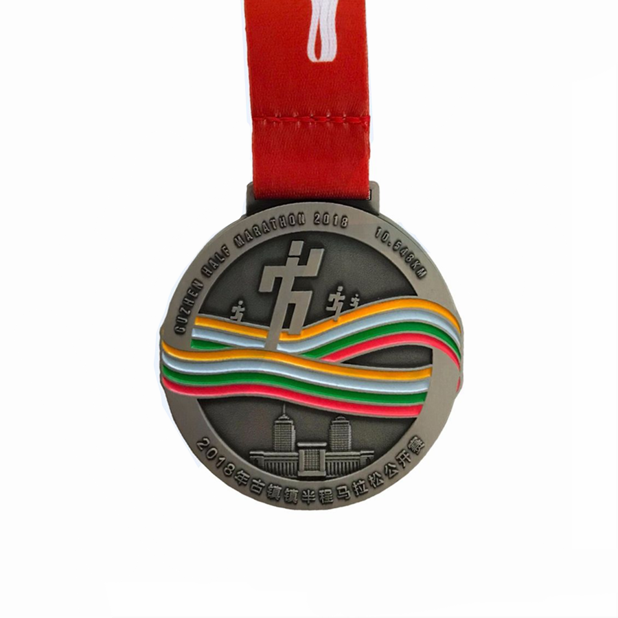 Medallas de maratón de color redondo plateado personalizado