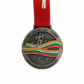 Custom silver round shape color marathon medals