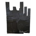 HDPE Black Color Plastic T-Shirt Bag with Gusset