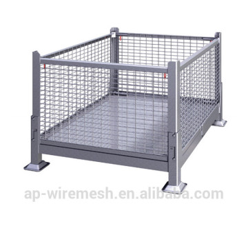 storage stacking metal container/Industrial metal turnover storage box/ industry foldable metal wire mesh