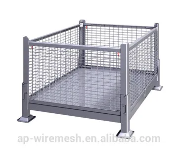 storage stacking metal container/Industrial metal turnover storage box/ industry foldable metal wire mesh