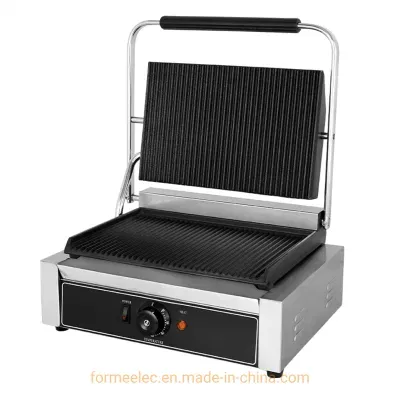 Single Head Electric Griddle Electric Grill Eg-811 Full Grooved Single Plate Panini Grill
