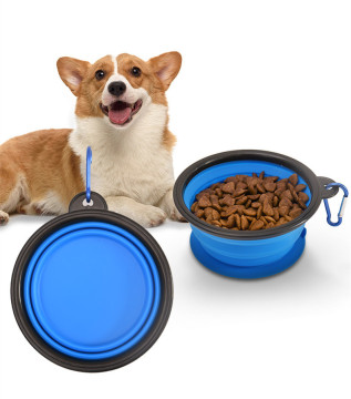 Outdoor Collapsible Portable Silicone Pet Water Food Bowl Feeder Travel Camping Silicone Foldable Pet Dog Bowls