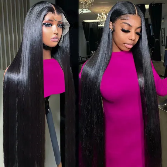 GS 40 Inch Deep Wave Lace Front Wig with HD Transparent Lace Frontal