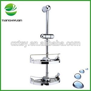 Bathroom stainless steel shower support bar with two ledges shower sliding bar