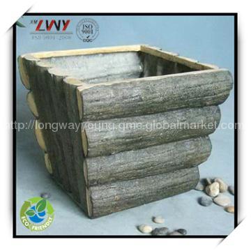 19.2Inches Fiberglass Rectangular Flower Planter--Bamboo