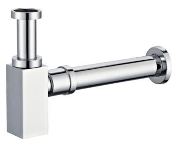 ND018 Square Brass Bast Bottle Trap dengan penyaduran krom untuk bilik mandi