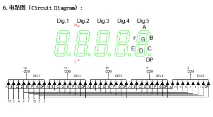 0.35 Inch Green Five-Digit Seven Segment LED Display