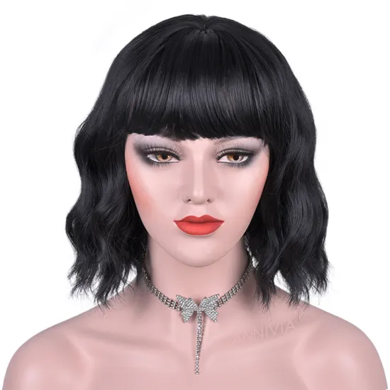 Wholesale For Black Women natural synthetic afro machine made kinky ombre short bangs wigs hair deep curly bob wig