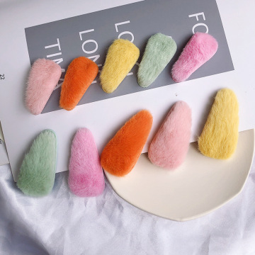Women Colorful Love Heart Plush Fluffy Hair Clips Barrettes for Girls