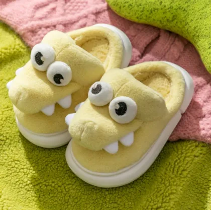 Cozy Alligator Patterned Cotton Slippers for Boys Toddlers: Perfect Winter Indoor Footwear for Babies