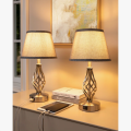 46CM Metal USB Lamp Set Grey Linen Shade