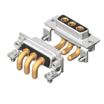 Hoge-stroom vrouwelijke combo D-Sub 3W3 connector haaks