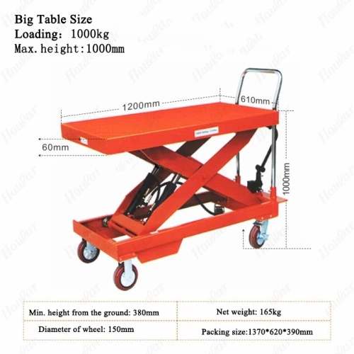 Hydraulic Scissor Lift Table Cart China, Air Lift Table Cart