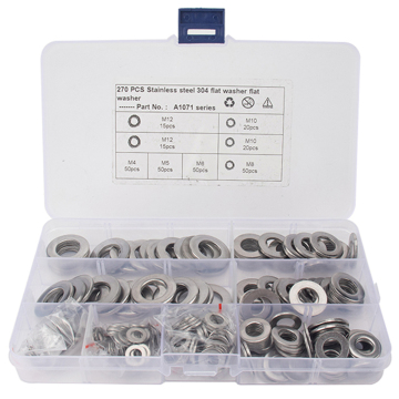BAJUTU 270pcs 304 Stainless Steel Flat Washer, Metal Washer Set, Fender Washer Combination Kit for Automotive