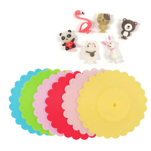 Tampas de copo de silicone animal bonito BPA