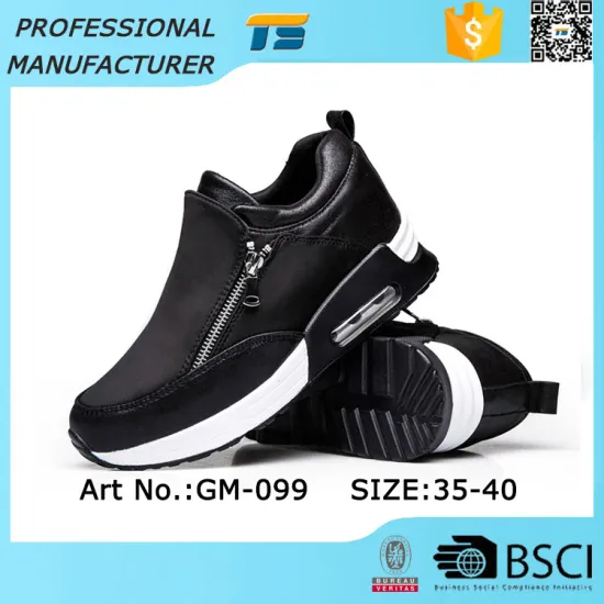 Women's Fashion Zipper Air Cushion Balance Sport Hidden Heel Shoes