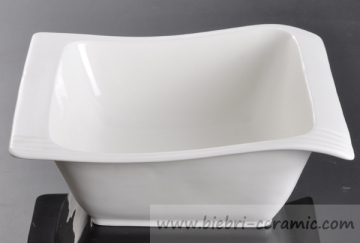 7.5 inch Eco Friendly Square Shaped Plain white porcelain bowls For Hotel And Restaurant