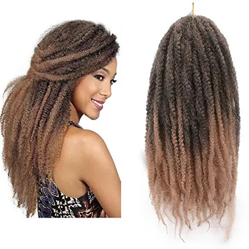 Kinky Marley Twist Crochet Hair Extensions African Marley Braiding Hair Solid And Mix Color Synthetic Fiber 18 Inch Good Price