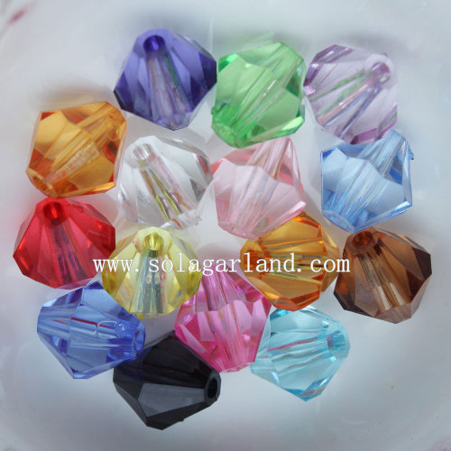 Clear Acrylic Faceted Bicone Spacer Pony Beads