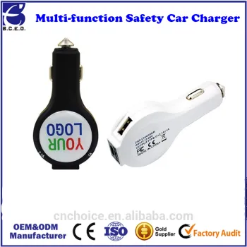 Multi-function safety car charger with USB Type C port with window breaker